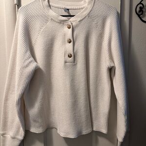 Old Navy White Waffle Knit Henley